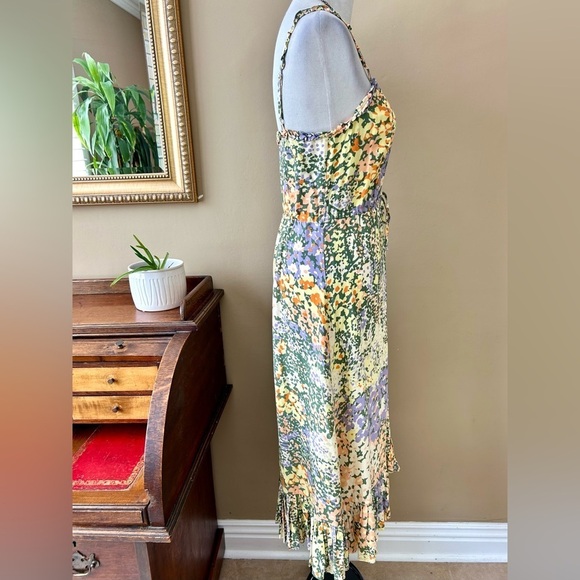 Evereve Rails Adalyn Midi Dress in Gardenia Floral Print Green Yellow Ruffle S - Picture 10 of 16